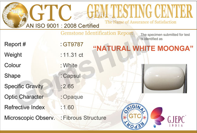 12.50 ratti/11.31 ct Natural Certified  White Coral/सफ़ेद मूंगा